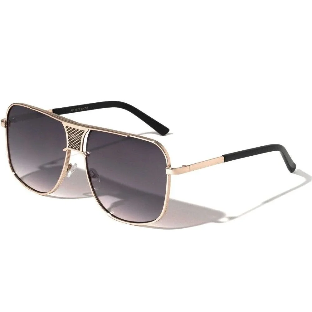 Retro Trendy Sunglasses Men Classic Vintage Square 70s Large Metal Shades Lentes